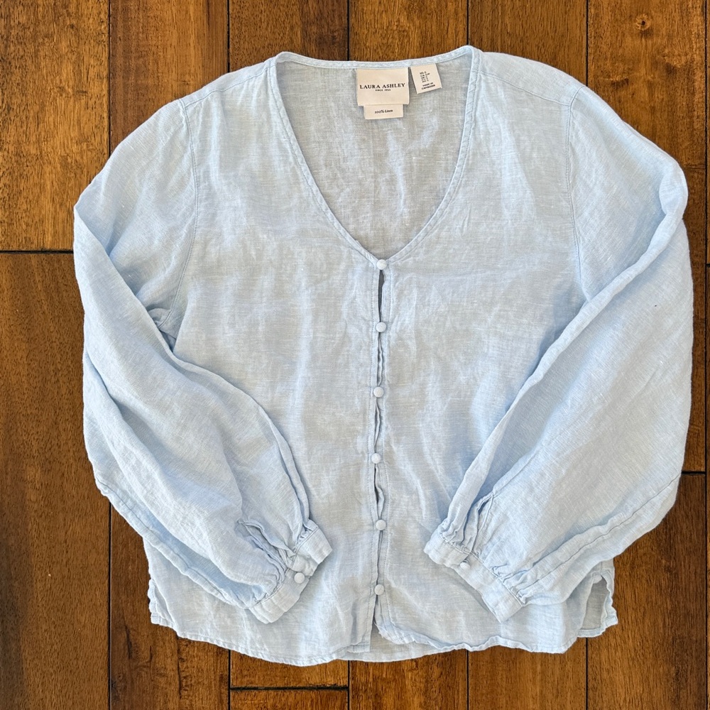 Light Blue Linen Blouse